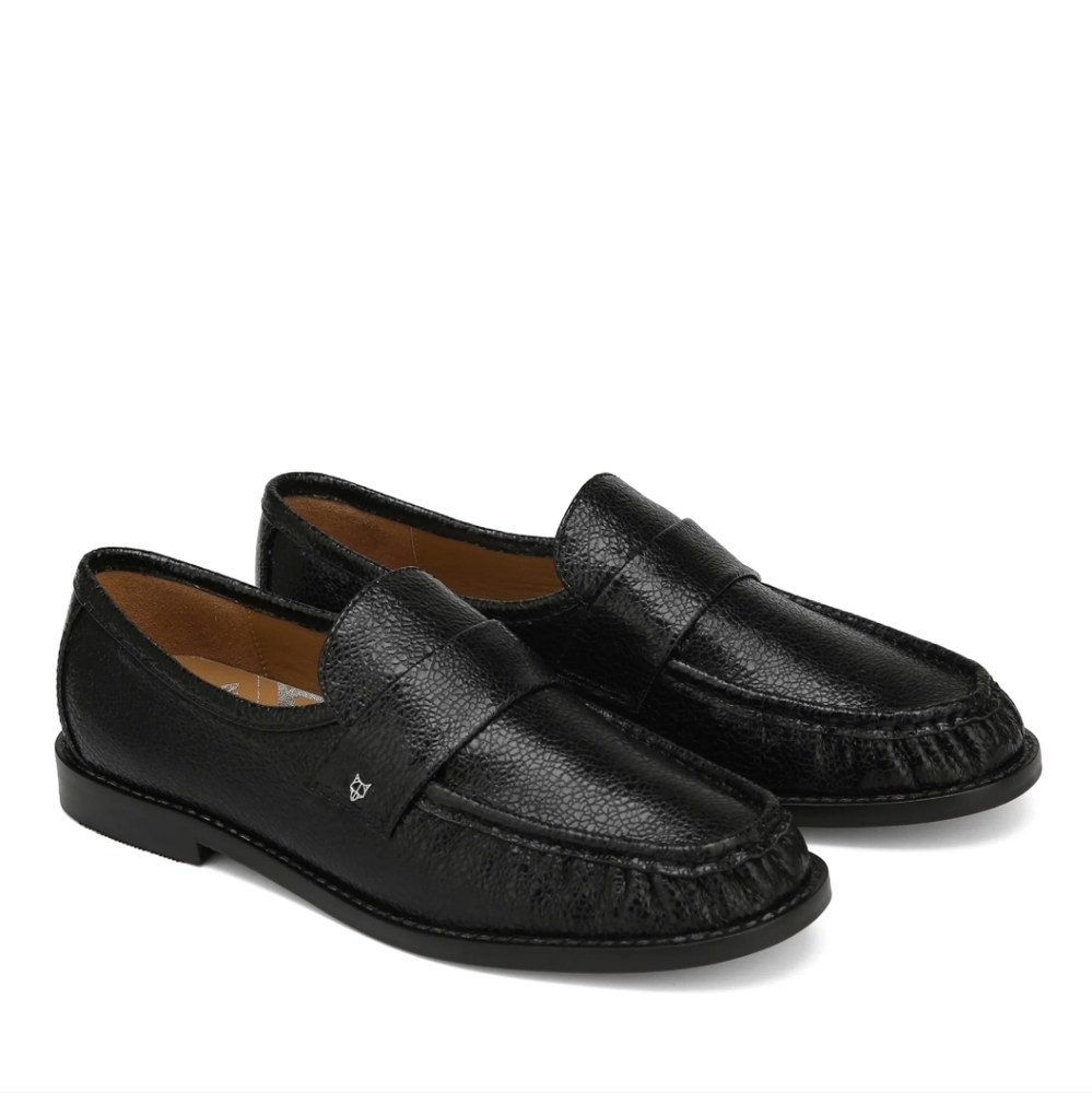 Naked Wolfe Crackled Black Eel Leather Loafers
